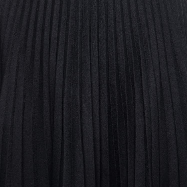 Pre Owned Valentino Black Satin Pleated Flared Midi Skirt S