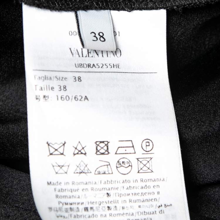 Pre Owned Valentino Black Satin Pleated Flared Midi Skirt S
