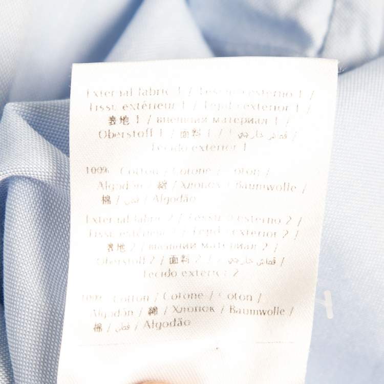 Pre Owned Valentino Blue & White Cotton Oxford Flared Shirt M