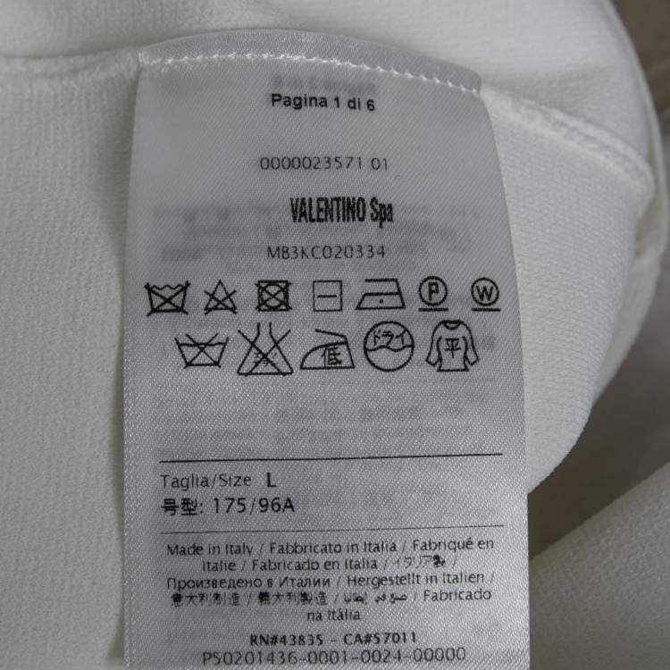 Pre Owned Valentino White Stretch Knit Butterfly Bead Embroidered Top L