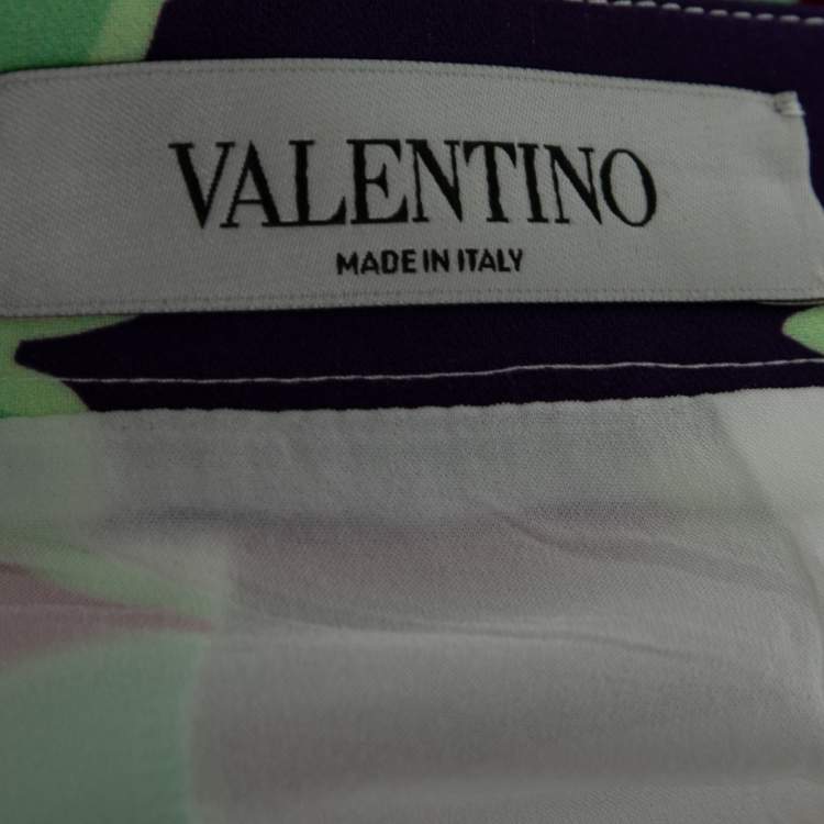 Pre Owned Valentino Multicolor Floral Print Silk Long Skirt M
