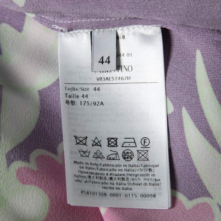 Pre Owned Valentino Multicolor Floral Print Silk V-Neck Top M