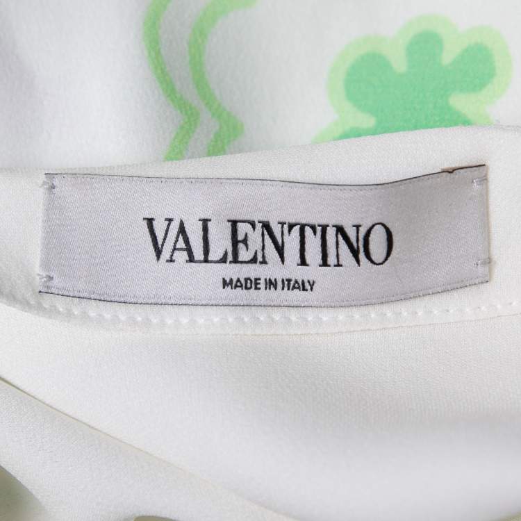 Pre Owned Valentino Multicolor Floral Print Silk V-Neck Top M