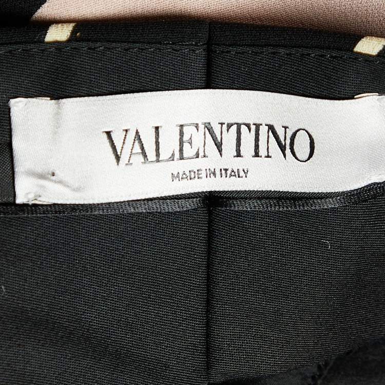 Pre Owned Valentino Black Panther Print Silk Cady Wide Leg Trousers M