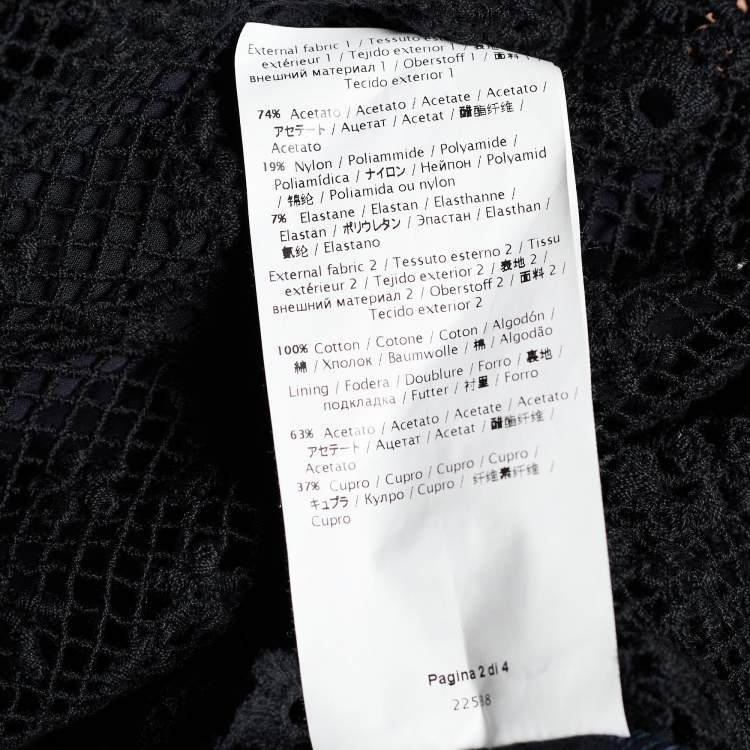 Pre Owned Valentino Black Crochet Lace & Knit Short Sleeve Top XL