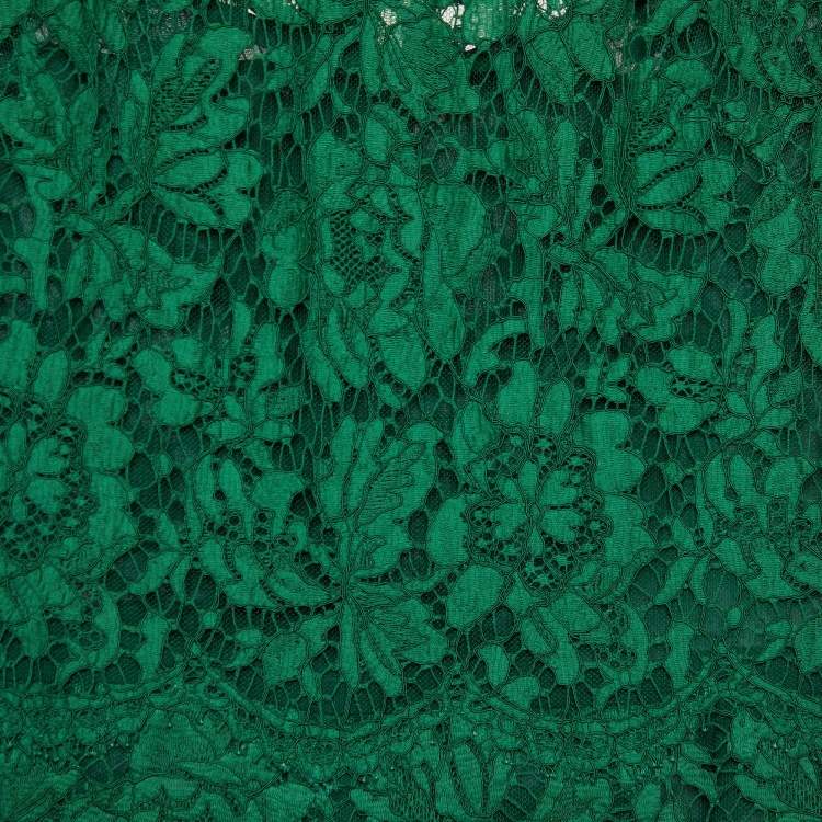 Pre Owned Valentino Green Lace Long Sleeve Jumpsuit M