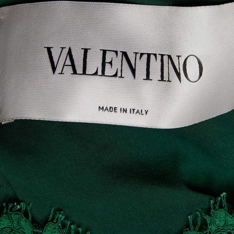 Pre Owned Valentino Green Lace Long Sleeve Jumpsuit M
