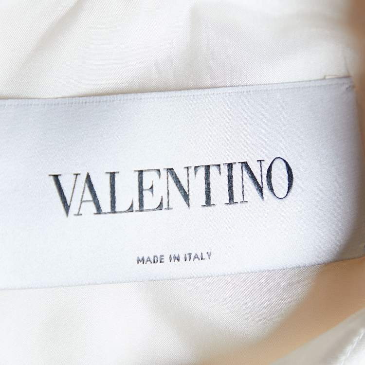Pre Owned Valentino Ivory White Wool & Silk Shift Dress L