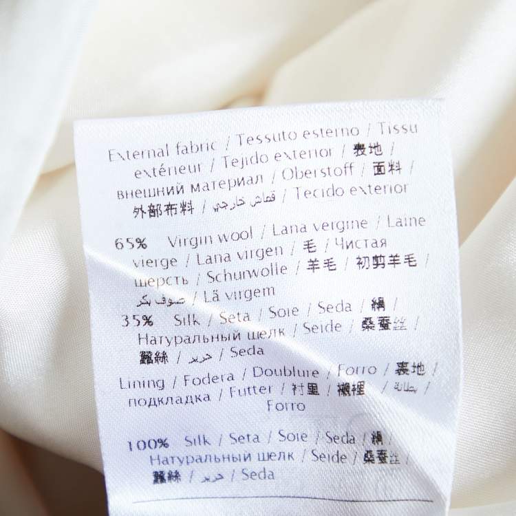 Pre Owned Valentino Ivory White Wool & Silk Shift Dress L