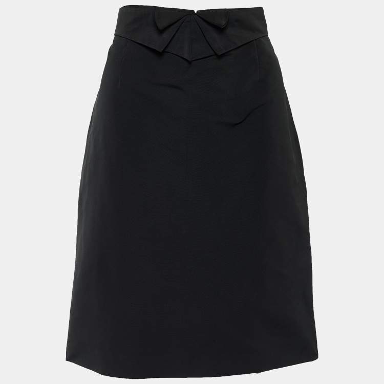 Pre Owned Valentino Black Synthetic Bow Detail Pencil Skirt L