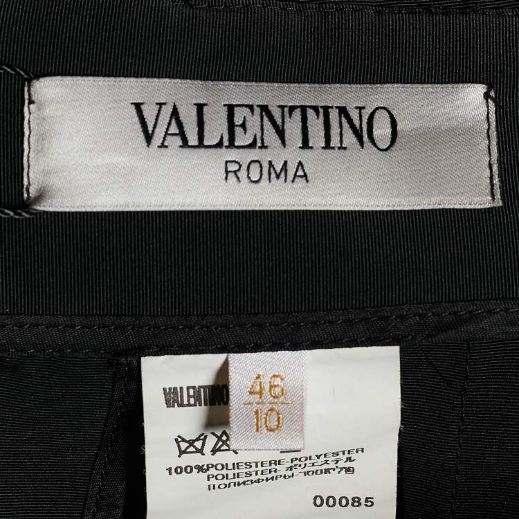 Pre Owned Valentino Black Synthetic Bow Detail Pencil Skirt L