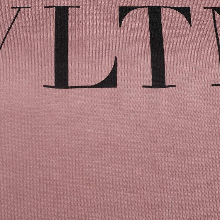Pre Owned Valentino Dusty Pink Terry Knit VLTN Print Jumper S
