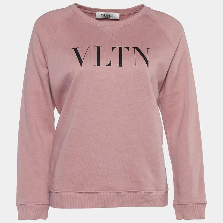 Pre Owned Valentino Dusty Pink Terry Knit VLTN Print Jumper S