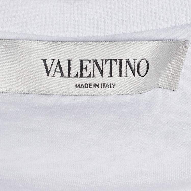 Pre Owned Valentino White Jersey Logo Print T-Shirt S
