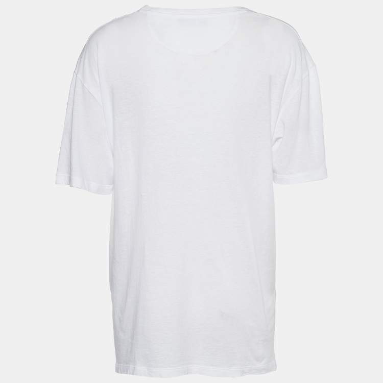 Pre Owned Valentino White Jersey Logo Print T-Shirt S