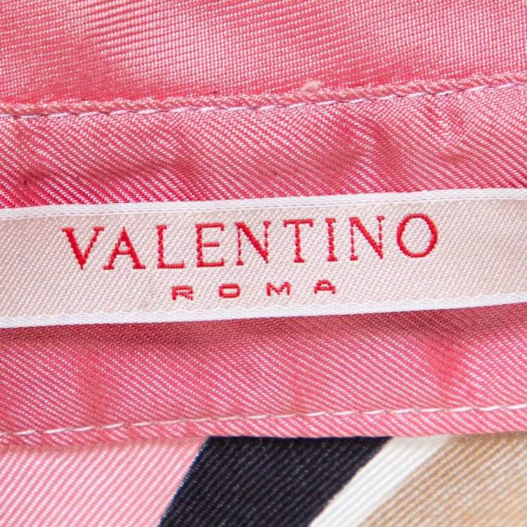 Pre Owned Valentino Vintage Pink Abstract Print Silk Shirt L