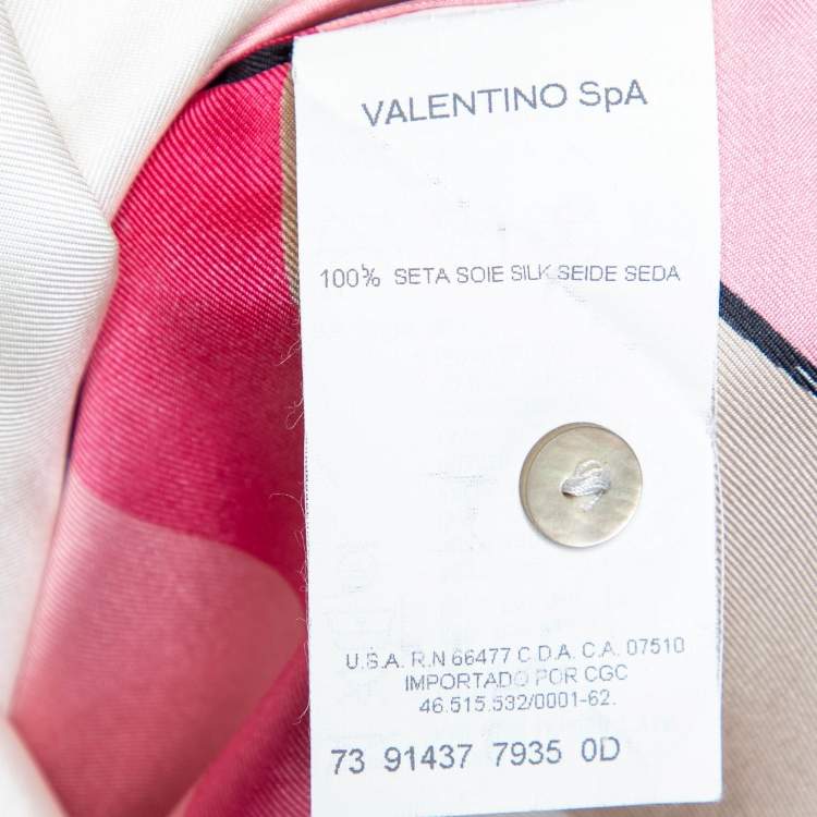 Pre Owned Valentino Vintage Pink Abstract Print Silk Shirt L