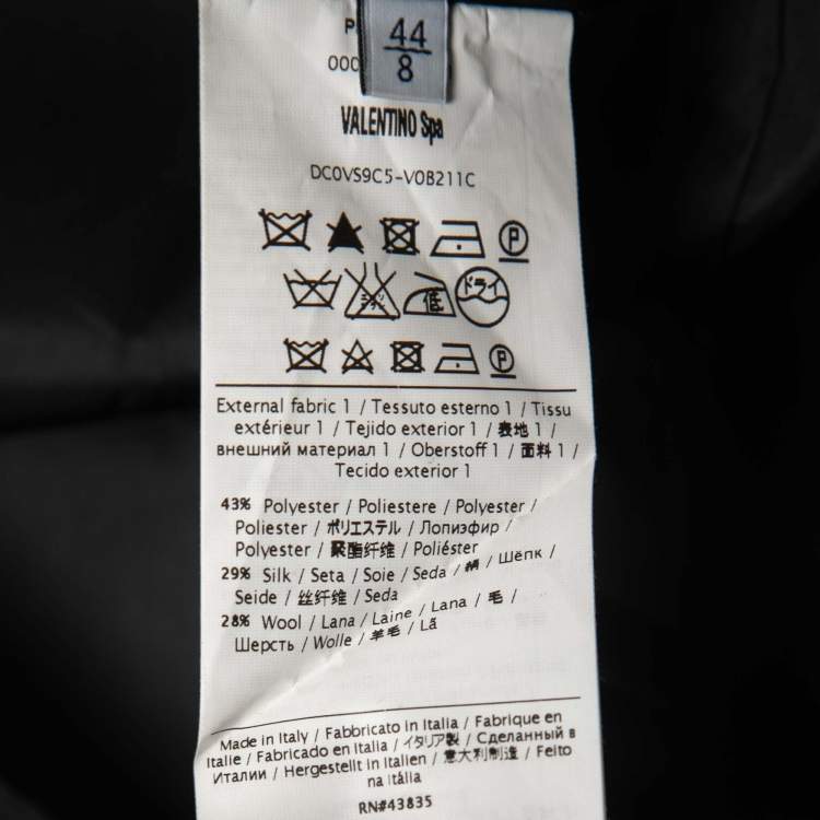 Pre Owned Valentino Black Lace Detail Flutter Sleeve Shift Dress M