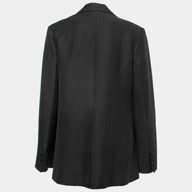Pre Owned Valentino Black Crepe Side Slit Detail Blazer S