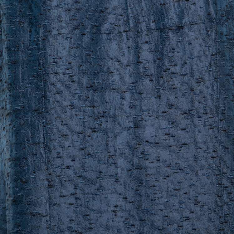 Pre Owned Valentino Navy Blue Patterned Jacquard Folded-Collar Dress XL