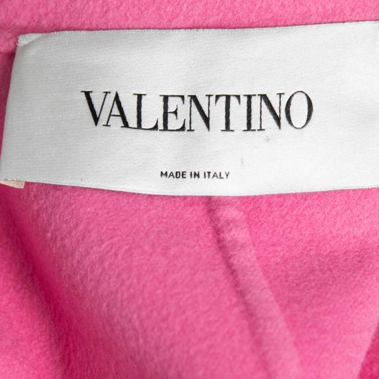 Pre Owned Valentino Pink Wool Single-Breasted Mid-Length Coat L