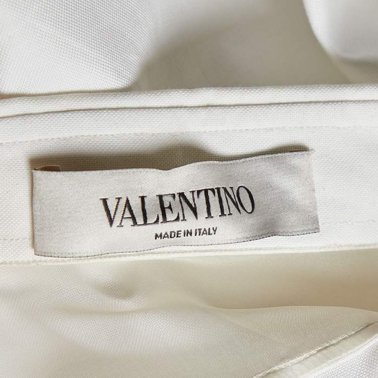Pre Owned Valentino White Cotton & Silk Trim Oversized Shirt M