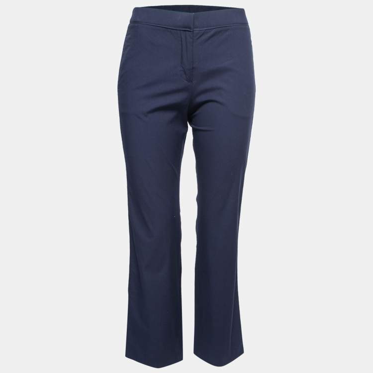 Valentino Navy Blue Cotton Straight Leg Ankle Length Pants S Valentino