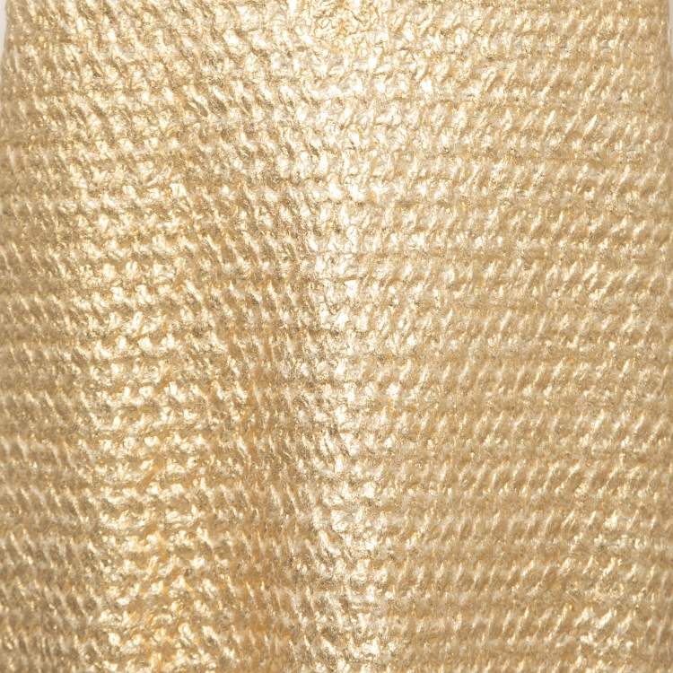 Pre Owned Valentino Gold Coated Wool Knit V-Neck Vest S