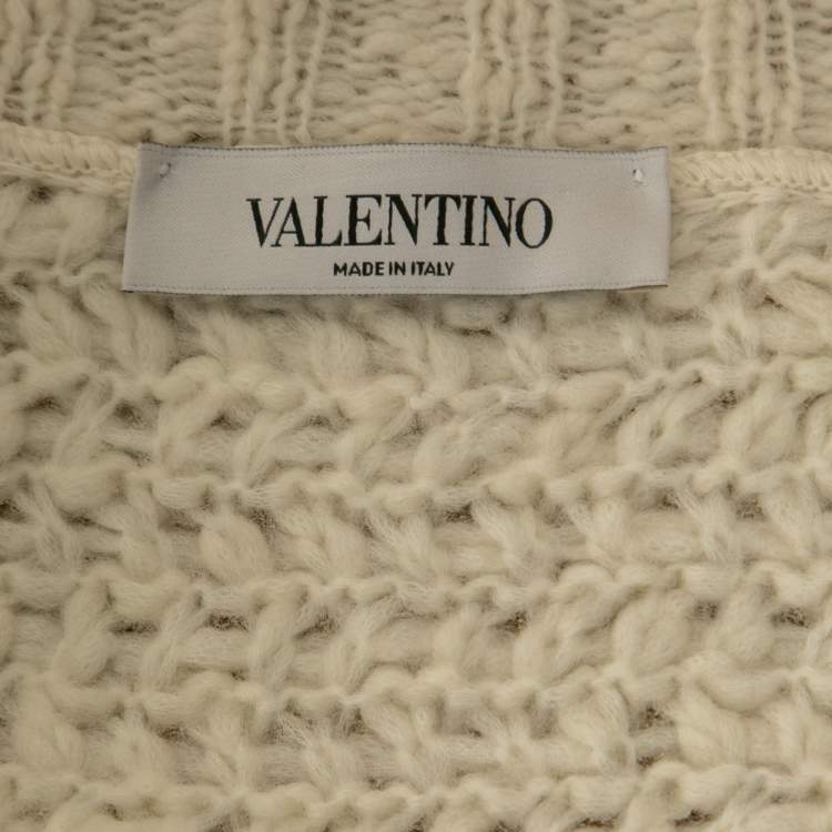 Pre Owned Valentino Gold Coated Wool Knit V-Neck Vest S
