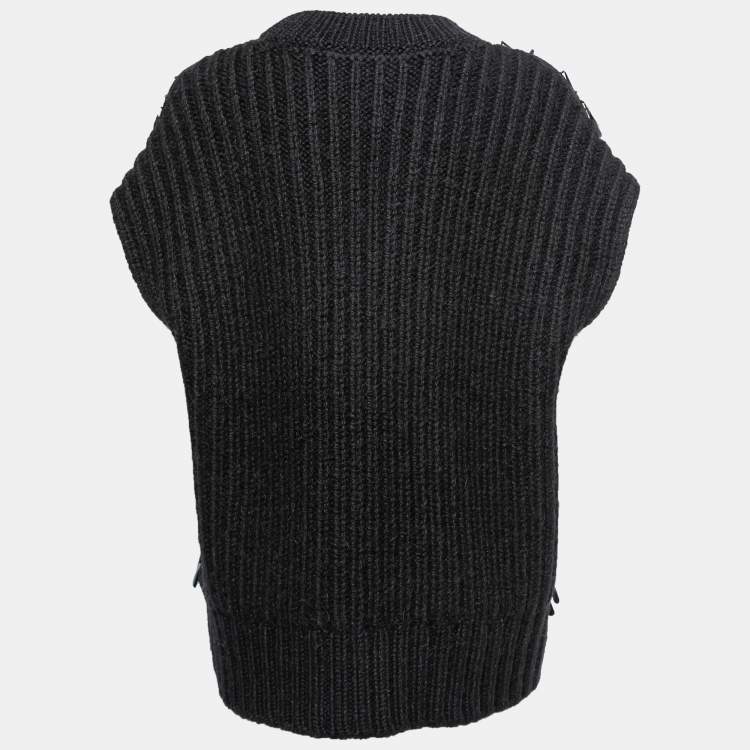 Pre Owned Valentino Black Sequin Embellished Wool Sweater Vest S