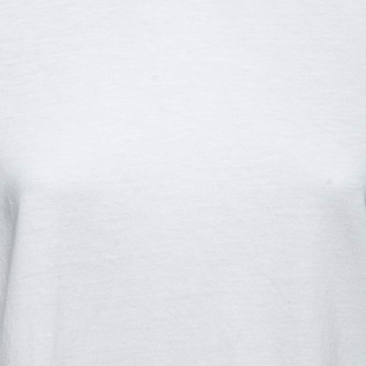 Pre Owned Valentino White Cotton V-Logo Printed Round Neck T-Shirt XS