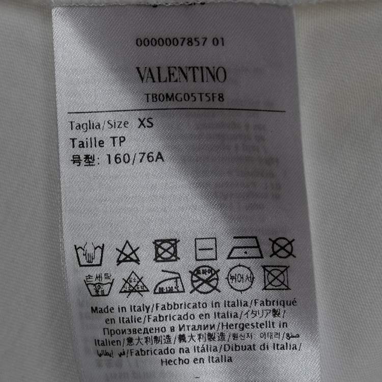 Pre Owned Valentino White Cotton V-Logo Printed Round Neck T-Shirt XS