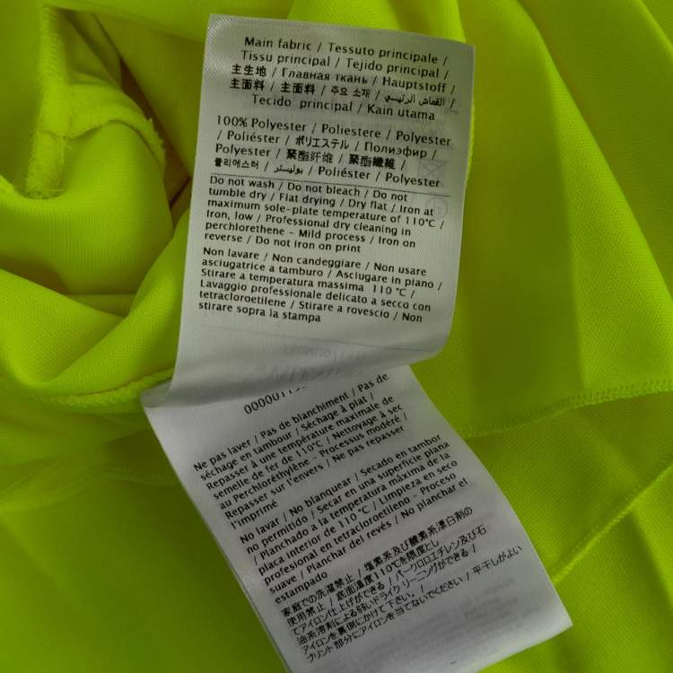 Pre Owned Valentino Neon Yellow Jersey Pleated Logo Print Skirt S