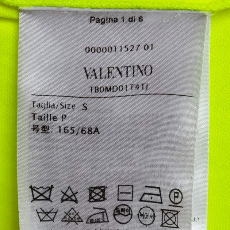 Pre Owned Valentino Neon Yellow Jersey Pleated Logo Print Skirt S