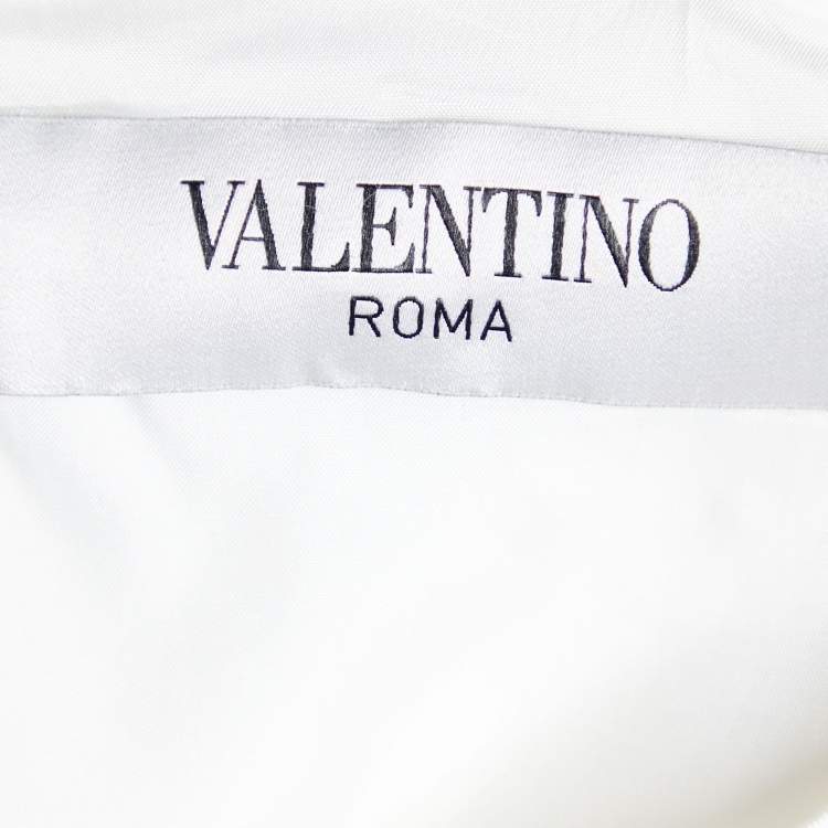 Pre Owned Valentino White Crepe Embellished Sleeve Shift Dress L