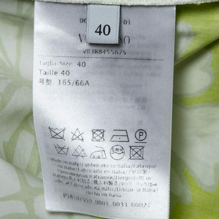 Pre Owned Valentino Lime Green Printed Cotton Drawstring Pants S
