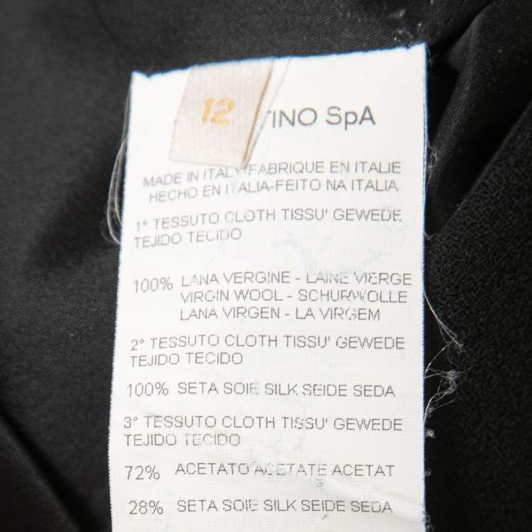 Pre Owned Valentino Black Crepe Wool Buckle Detail A -Line Skirt L