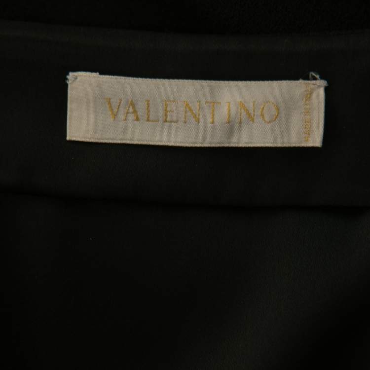 Pre Owned Valentino Black Crepe Wool Buckle Detail A -Line Skirt L