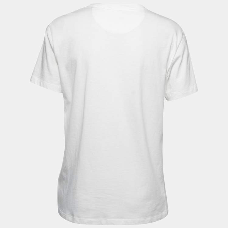 Pre Owned Valentino White Logo Printed Cotton Short Sleeve T-Shirt XS