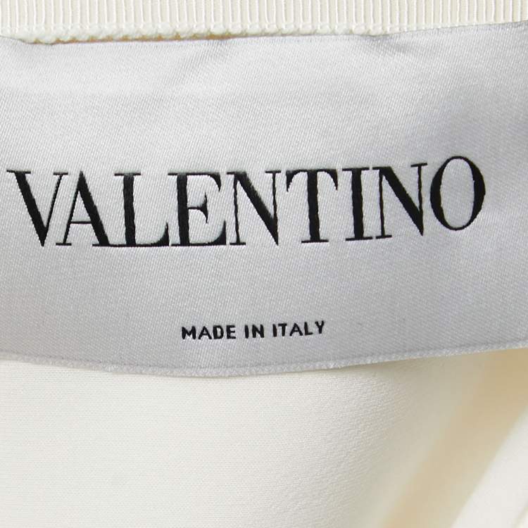 Pre Owned Valentino Cream Scallop Detail Full Sleeve Dress M