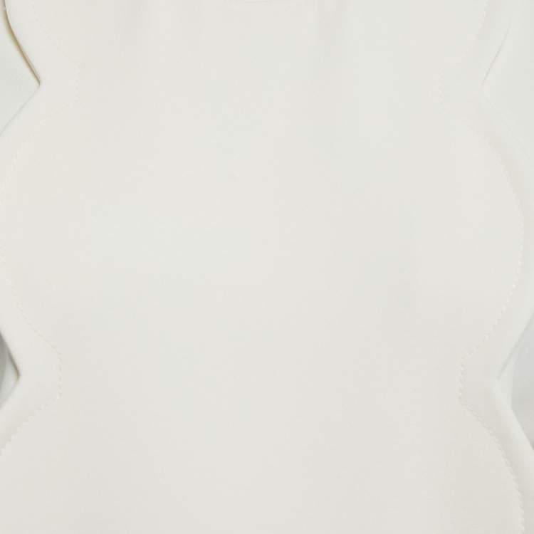 Pre Owned Valentino Cream Scallop Detail Full Sleeve Dress M