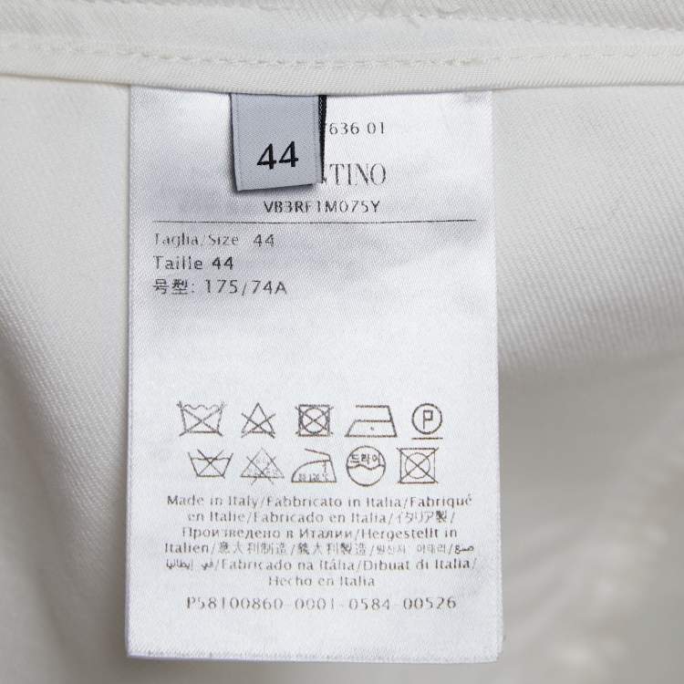 Pre Owned Valentino White Cotton V-Logo Appliqued Shorts M