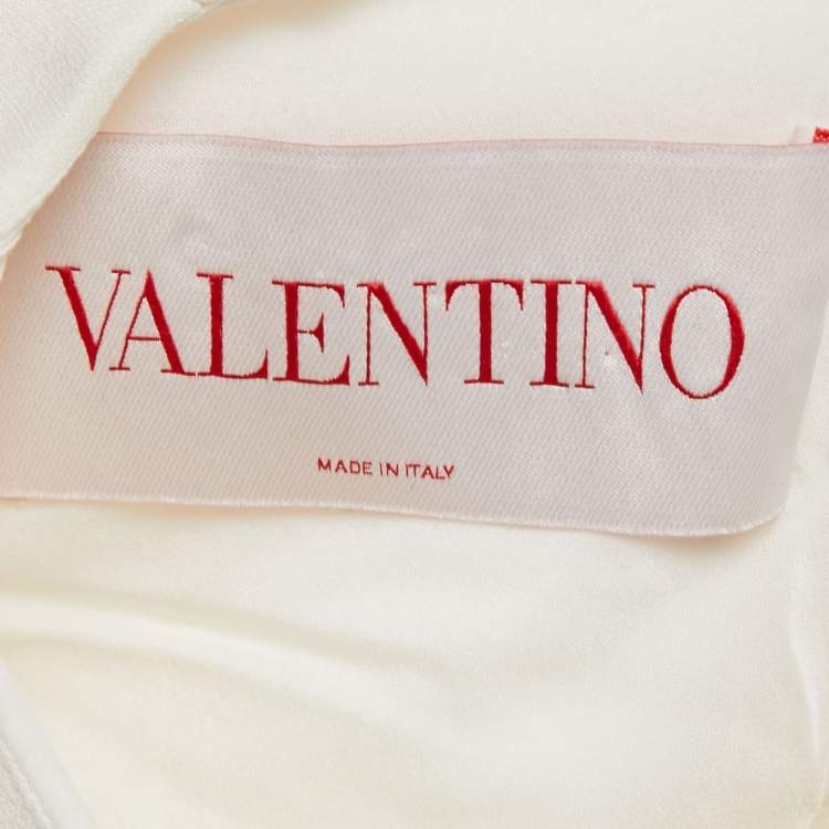 Pre Owned Valentino Cream Crepe Floral Applique Mini Dress S