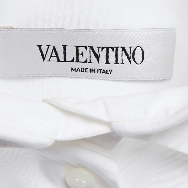 Pre Owned Valentino White Cotton Heart Arrow Appliquè Button Front Shirt S
