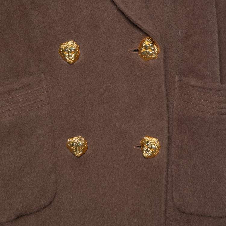 Pre Owned Valentino Miss V Brown Alpaca & Wool Double Breasted Oversized Coat S
