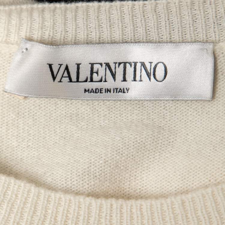 Pre Owned Valentino Fuchsia Pink Intarsia Wool Blend Jumper S