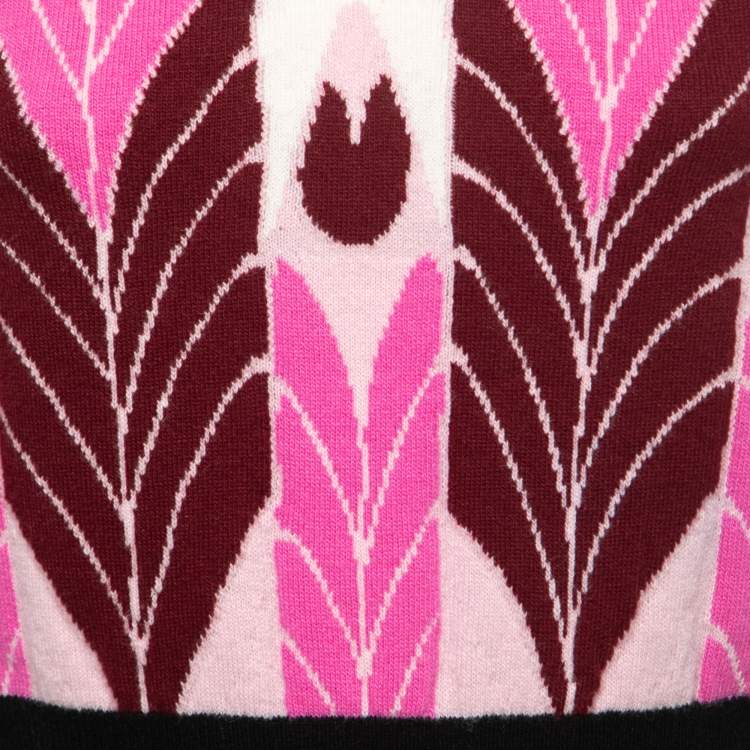 Pre Owned Valentino Fuchsia Pink Intarsia Wool Blend Jumper S