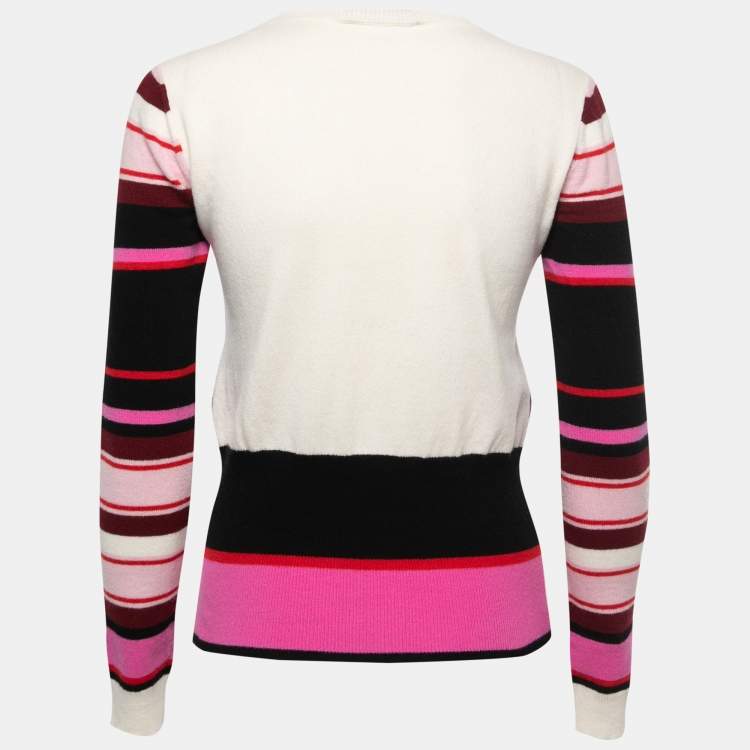 Pre Owned Valentino Fuchsia Pink Intarsia Wool Blend Jumper S