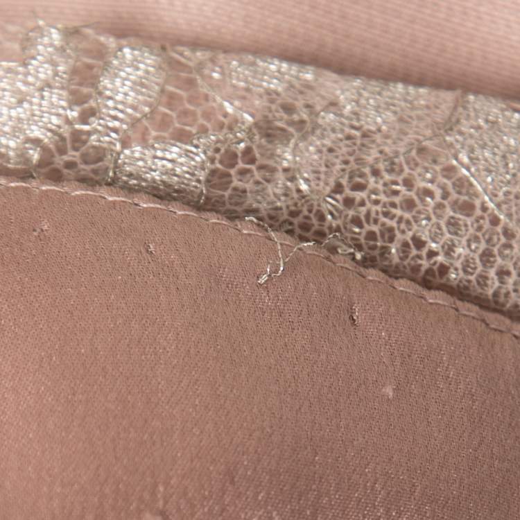 Pre Owned Valentino Blush Pink Floral Lace Ruched Midi Dress M