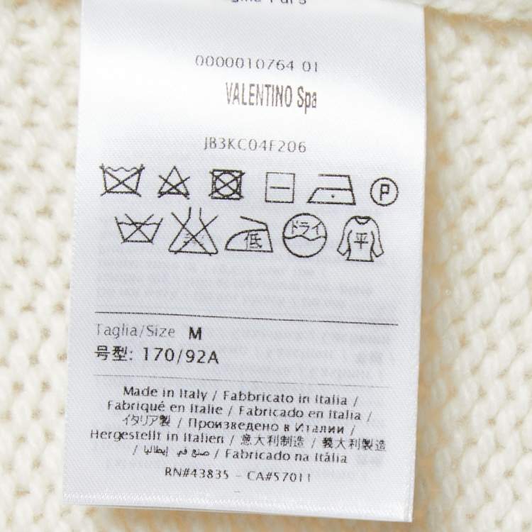 Pre Owned Valentino Cream Cashmere Heart Sweater M